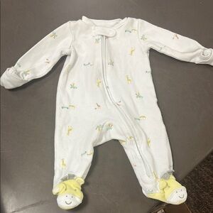 Adorable White Baby One Piece with Animal Print